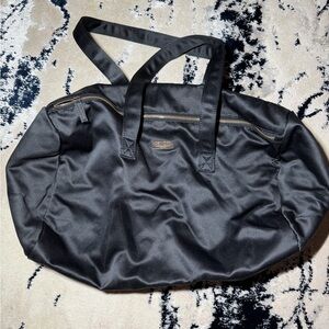 Carolina Herrera Black Satin Fabric with Gold Logo 19”